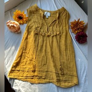 Greylin Mustard Yellow Tunic Top size medium 100% cotton